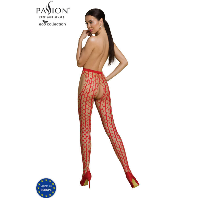 PASSION - COLLEZIONE ECO BODYSTOCKING ECO S007 ROSSO – Calze giarrettiera – foto 2