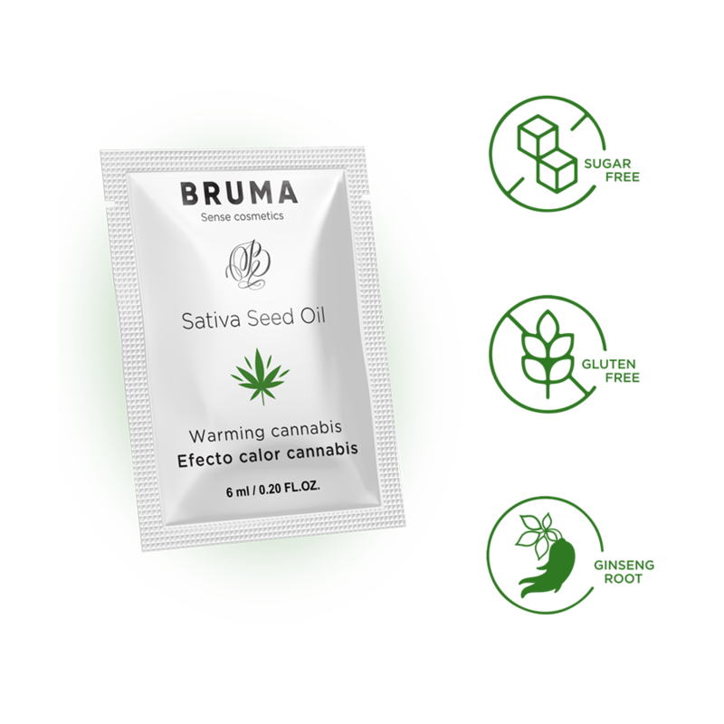 BRUMA - GEL SCORREVOLE ALL''OLIO DI SEMI DI SATIVA GUSTO CANNABIS RISCALDANTE 6 ML – Dose singola – foto 4