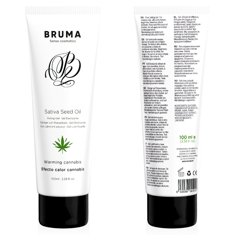 BRUMA - GEL SCORREVOLE ALL''OLIO DI SEMI DI SATIVA SCALDANTE GUSTO CANNABIS 100 ML – Effetto calore