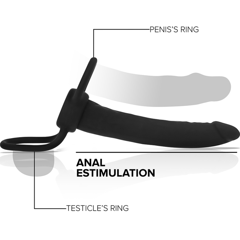 MYTHOLOGY - DILDO ANALE COBI ONYX CON ANELLO PER CAZZO E TESTICOLI 13 CM IN SILICONE – Anelli a doppia penetrazione – foto 3