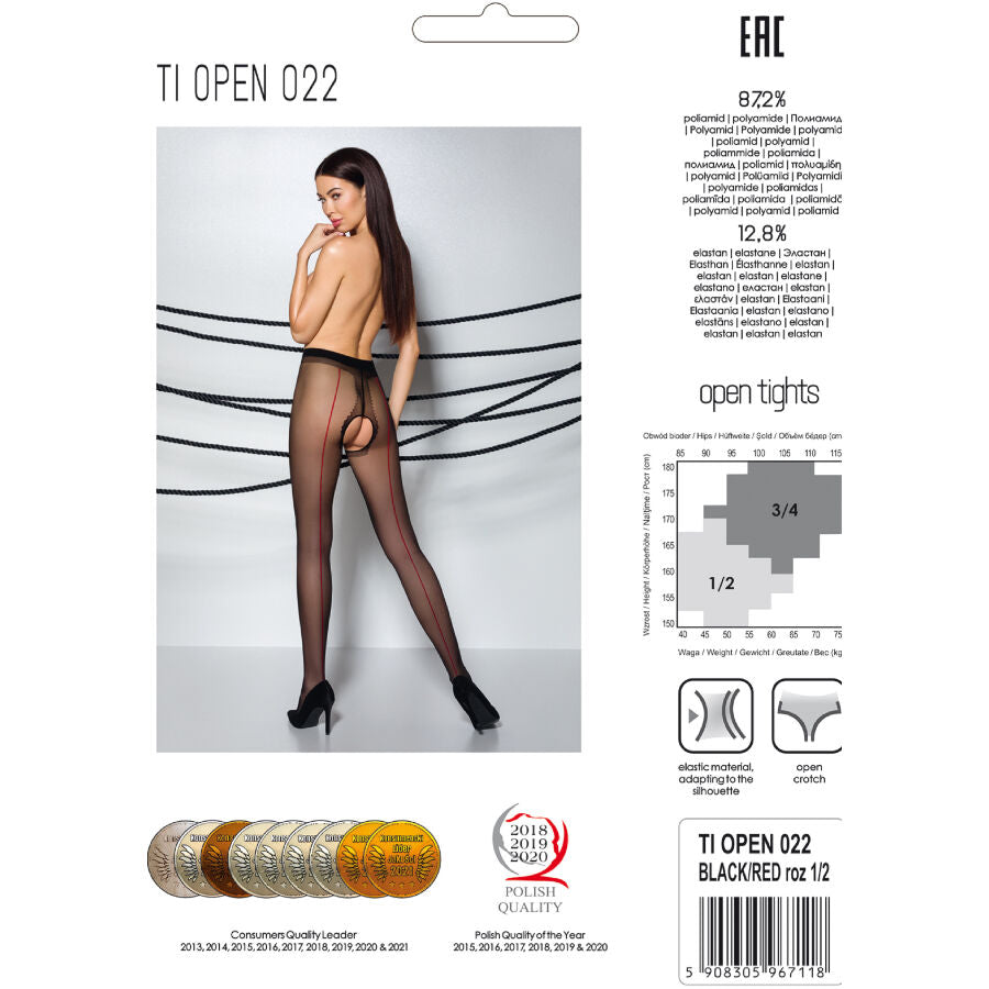 PASSION - TIOPEN 022 COLLANT NERO/ROSSO 3/4 20 DEN – Calzini – foto 5
