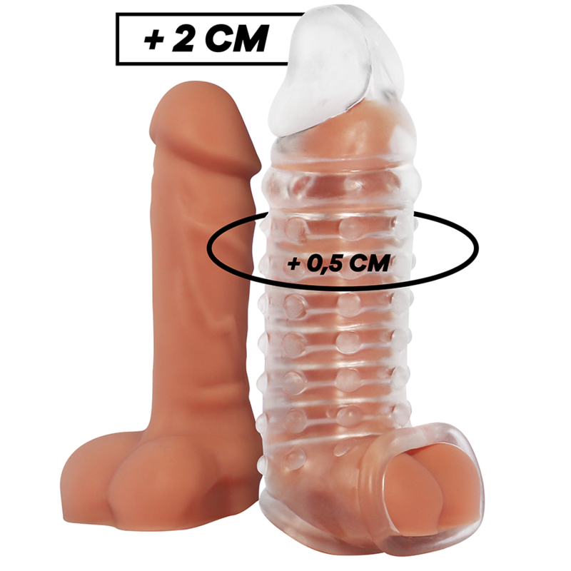 VIRILXL - ESTENSIONE E GUAINA PER PENE V11 TRASPARENTE – Copri pene con estensione