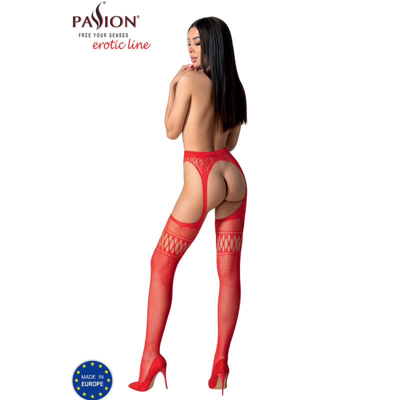 PASSION - S026 CALZE ROSSE CON GIARRETTIERA TAGLIA UNICA – Calze giarrettiera – foto 4