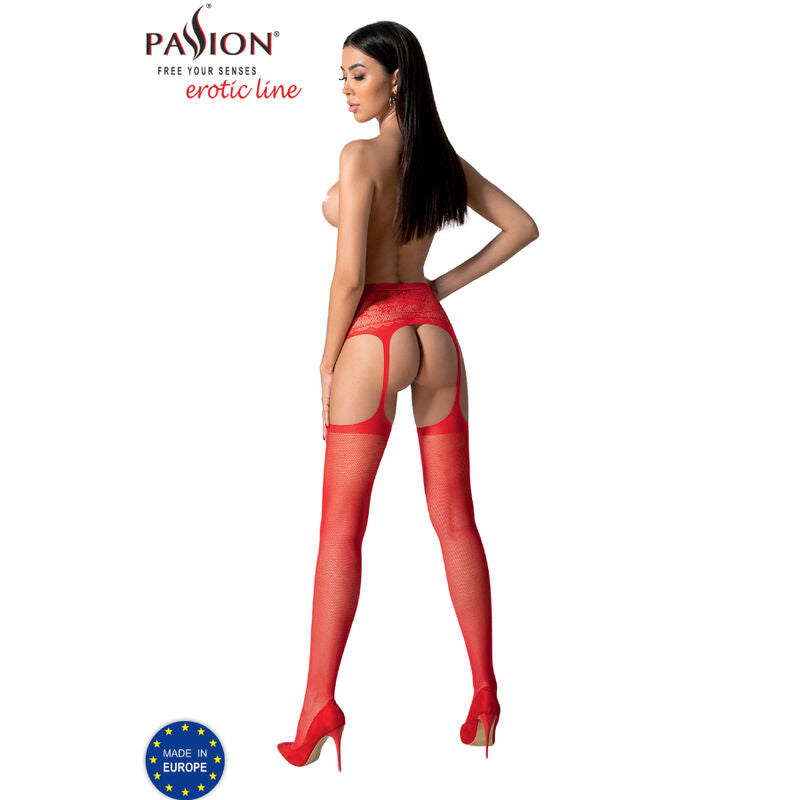 PASSION - S028 CALZE ROSSE CON GIARRETTIERA TAGLIA UNICA – Calze giarrettiera – foto 4