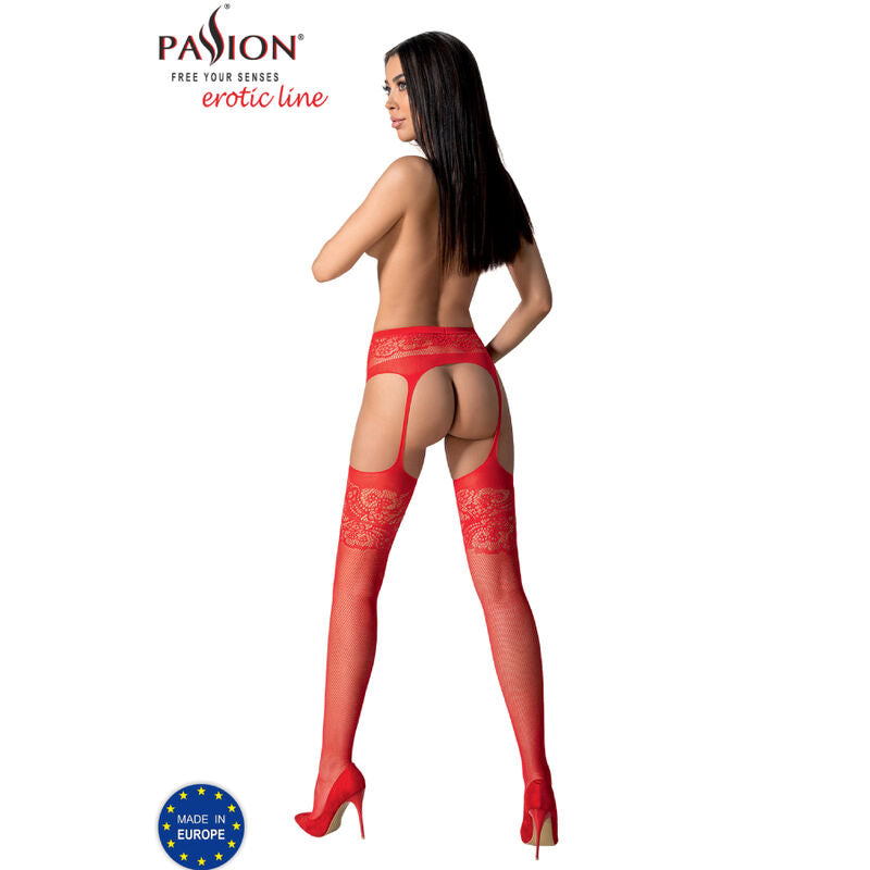 PASSION - S029 CALZE ROSSE CON GIARRETTIERA TAGLIA UNICA – Calze giarrettiera – foto 4