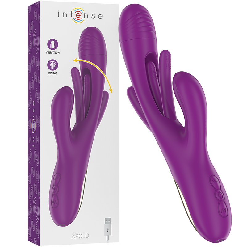 INTENSE - APOLO VIBRATORE MULTIFUNZIONE RICARICABILE 7 VIBRAZIONI CON LINGUA OSCILLANTE VIOLA – Vibratori HI-TECH