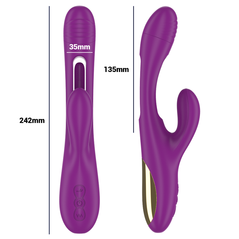 INTENSE - APOLO VIBRATORE MULTIFUNZIONE RICARICABILE 7 VIBRAZIONI CON LINGUA OSCILLANTE VIOLA – Vibratori HI-TECH – foto 4