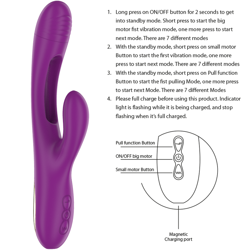 INTENSE - APOLO VIBRATORE MULTIFUNZIONE RICARICABILE 7 VIBRAZIONI CON LINGUA OSCILLANTE VIOLA – Vibratori HI-TECH – foto 5