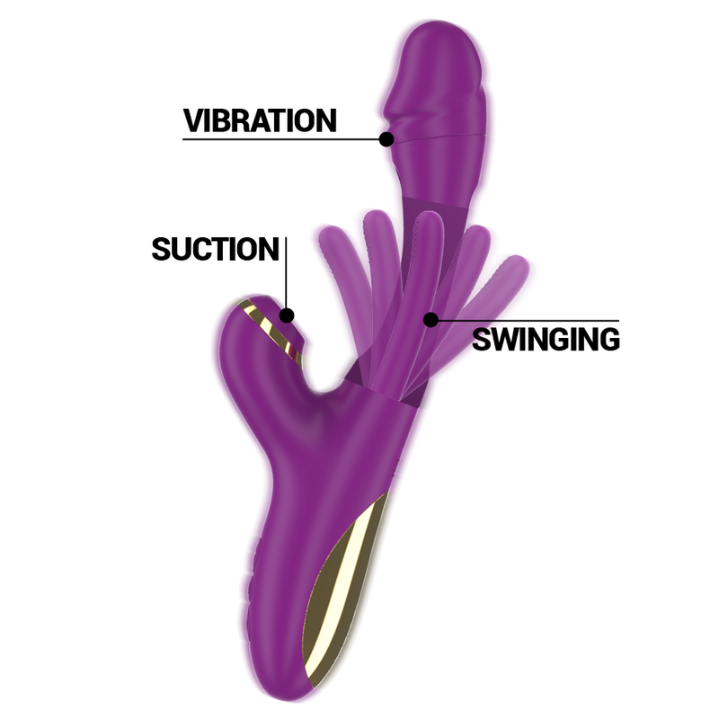 INTENSE - ATENEO VIBRATORE MULTIFUNZIONE RICARICABILE 7 VIBRAZIONI CON LINGUA OSCILLANTE E ASPIRAZIONE VIOLA – Stimolatore d'aria con vibrazione – foto 3