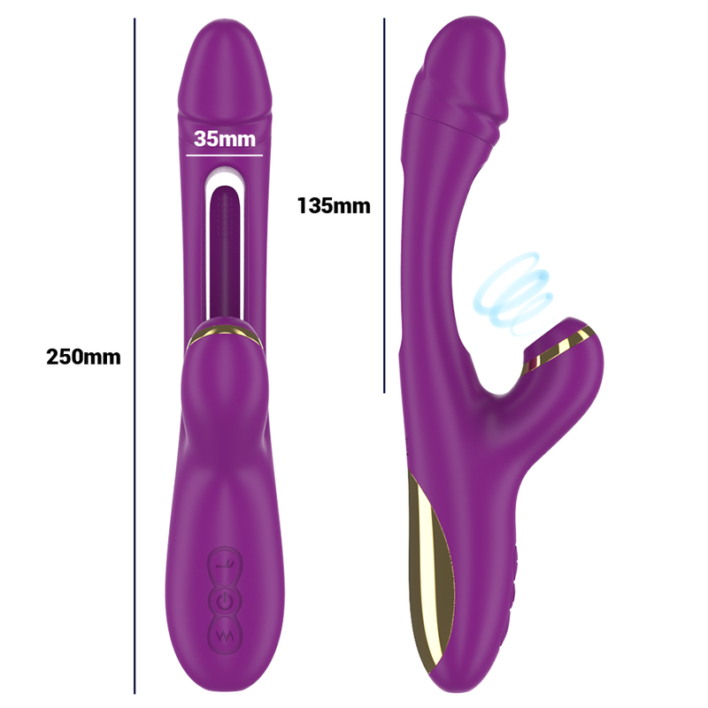 INTENSE - ATENEO VIBRATORE MULTIFUNZIONE RICARICABILE 7 VIBRAZIONI CON LINGUA OSCILLANTE E ASPIRAZIONE VIOLA – Stimolatore d'aria con vibrazione – foto 4