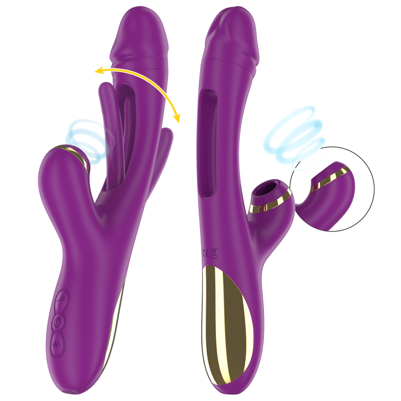 INTENSE - ATENEO VIBRATORE MULTIFUNZIONE RICARICABILE 7 VIBRAZIONI CON LINGUA OSCILLANTE E ASPIRAZIONE VIOLA – Stimolatore d'aria con vibrazione – foto 2