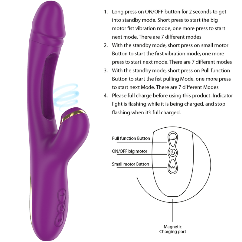 INTENSE - ATENEO VIBRATORE MULTIFUNZIONE RICARICABILE 7 VIBRAZIONI CON LINGUA OSCILLANTE E ASPIRAZIONE VIOLA – Stimolatore d'aria con vibrazione – foto 5