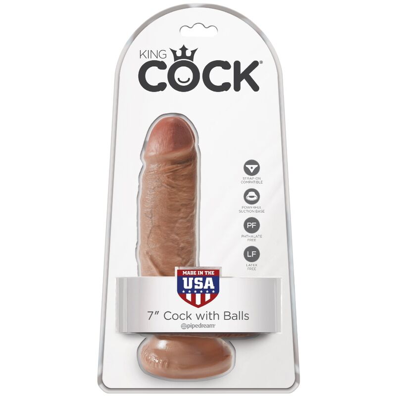 KING COCK - PENE REALISTICO CON SFERE 13.2 CM CARAMEL – Dildo strapon – foto 6