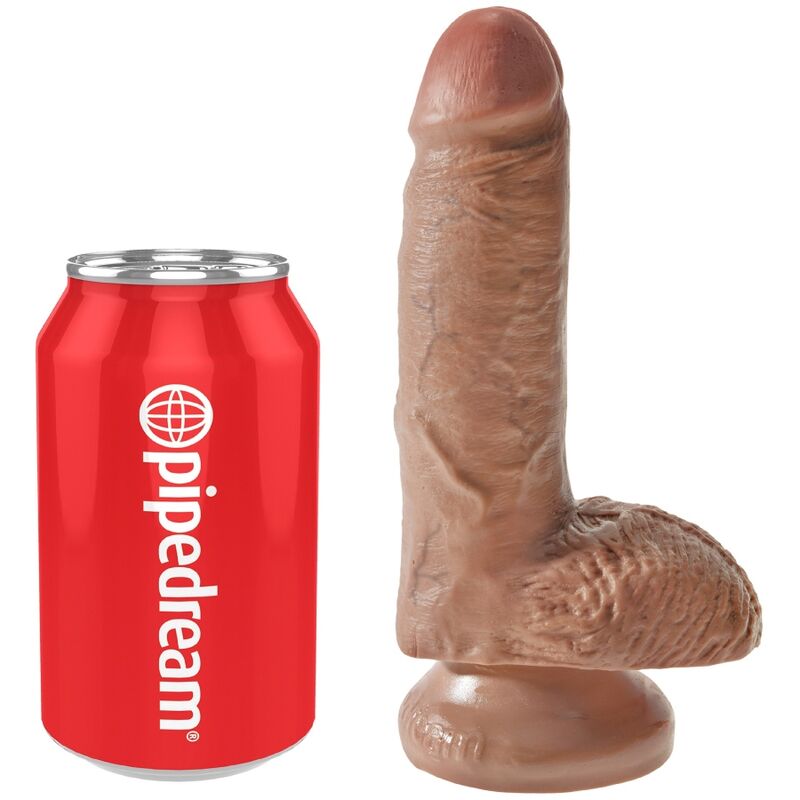 KING COCK - PENE REALISTICO CON SFERE 13.2 CM CARAMEL – Dildo strapon