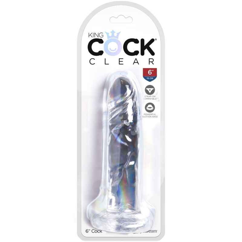 KING COCK - CLEAR PENE REALISTICO 15.5 CM TRASPARENTE – Dildo strapon – foto 4