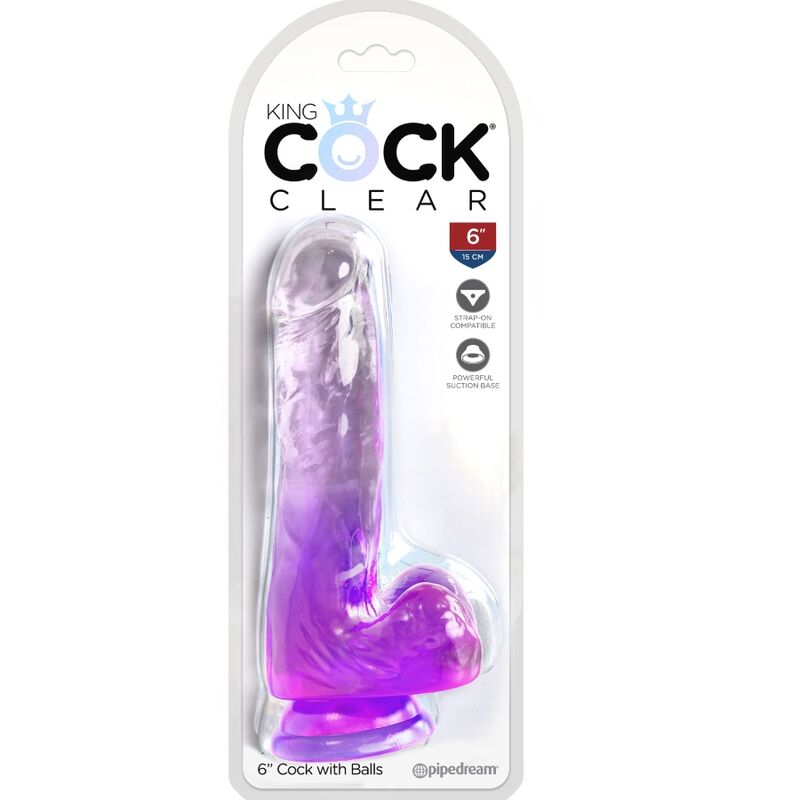 KING COCK - CLEAR PENE REALISTICO CON SFERE 13.5 CM VIOLA – Dildo strapon – foto 2