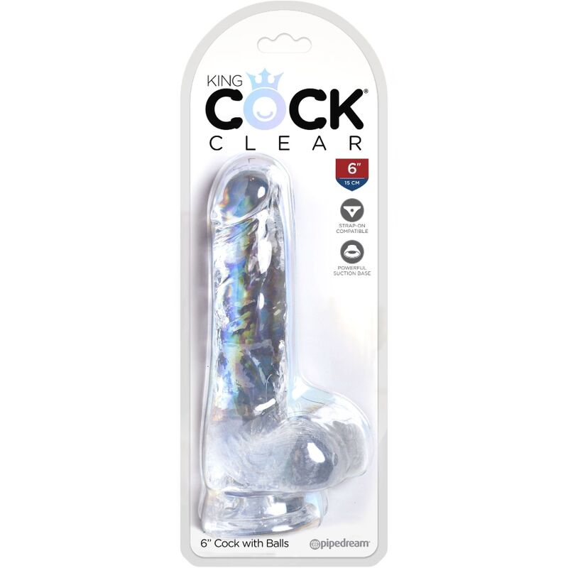 KING COCK - CLEAR PENE REALISTICO CON SFERE 13.5 CM TRASPARENTE – Dildo strapon – foto 5