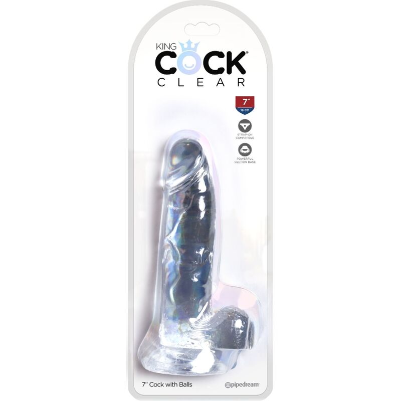 KING COCK - CLEAR PENE REALISTICO CON SFERE 15.2 CM TRASPARENTE – Dildo strapon – foto 5