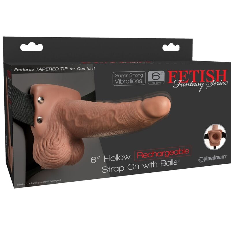 FETISH FANTASY SERIES - IMBRACATURA REGOLABILE PENE REALISTICO CON TESTICOLI RICARICABILI E VIBRATORE 15 CM – Peni realistici