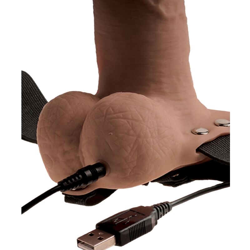 FETISH FANTASY SERIES - IMBRACATURA REGOLABILE PENE REALISTICO CON TESTICOLI RICARICABILI E VIBRATORE 15 CM – Peni realistici – foto 3
