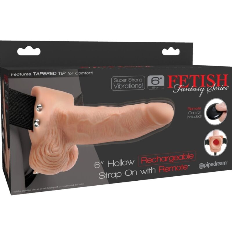 FETISH FANTASY SERIES - IMBRAGATURA REGOLABILE TELECOMANDO PENE REALISTICO CON TESTICOLI RICARICABILI E VIBRATORE 15 CM – Estensore del pene con imbracatura