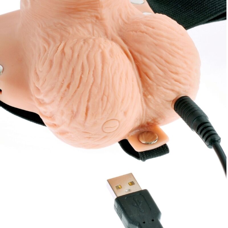 FETISH FANTASY SERIES - IMBRAGATURA REGOLABILE TELECOMANDO PENE REALISTICO CON TESTICOLI RICARICABILI E VIBRATORE 15 CM – Estensore del pene con imbracatura – foto 7