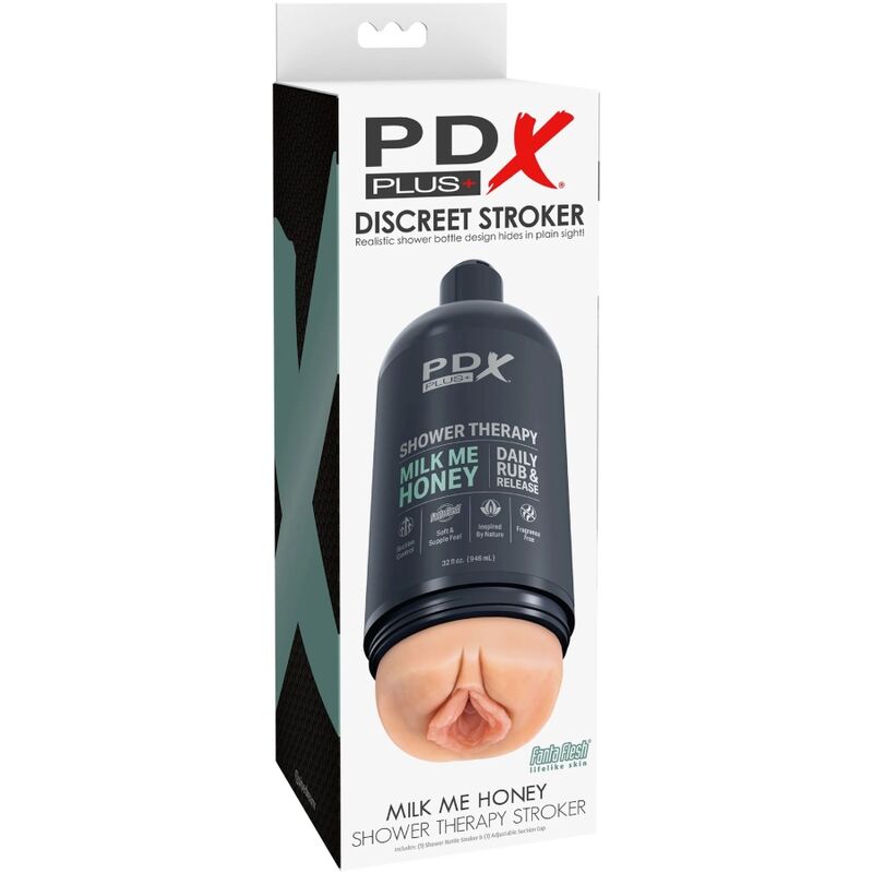 PDX PLUS - MASTURBATORE STROKER DESIGN DISCRETO DEL FLACONE DI SHAMPOO MILK ME HONEY – Vagine con vibrazione – foto 6