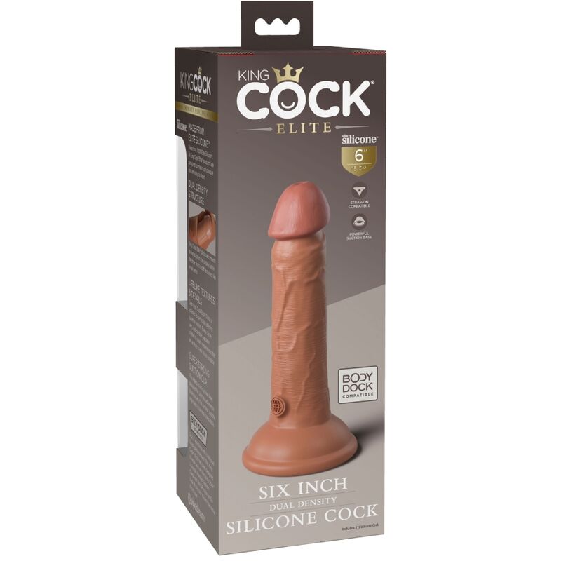 KING COCK - ELITE DILDO REALISTICO IN SILICONE 15.2 CM CARAMEL – Peni realistici – foto 5