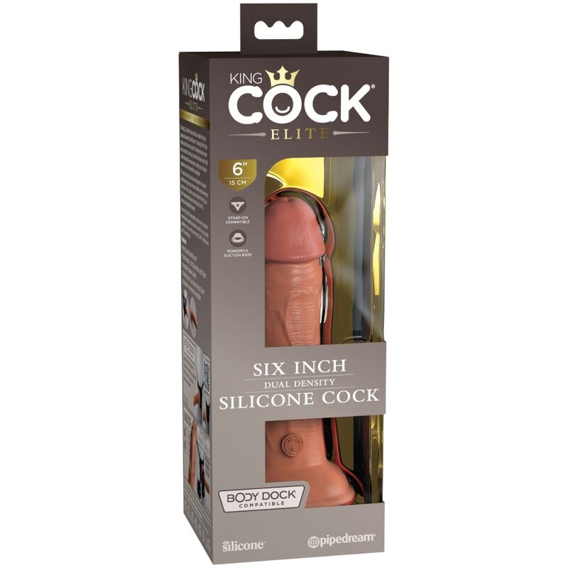 KING COCK - ELITE DILDO REALISTICO IN SILICONE 15.2 CM CARAMEL – Peni realistici – foto 6