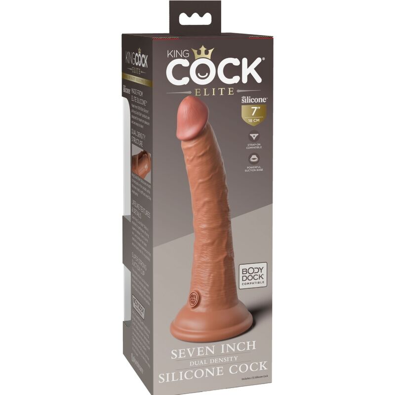 KING COCK - ELITE DILDO REALISTICO IN SILICONE 17.8 CM CARAMEL – Peni realistici – foto 5