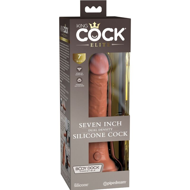 KING COCK - ELITE DILDO REALISTICO IN SILICONE 17.8 CM CARAMEL – Peni realistici – foto 6