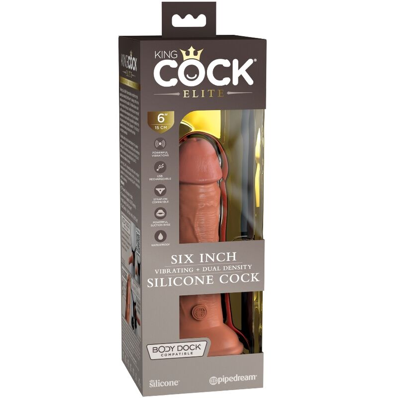 KING COCK - ELITE DILDO REALISTICO VIBRANTE E SILICONE 15.2 CM CARAMEL – Peni realistici – foto 6