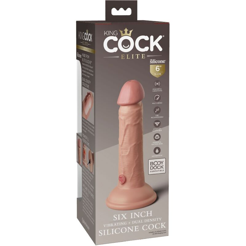 KING COCK - ELITE DILDO REALISTICO VIBRANTE E SILICONE 15.2 CM – Peni realistici – foto 7