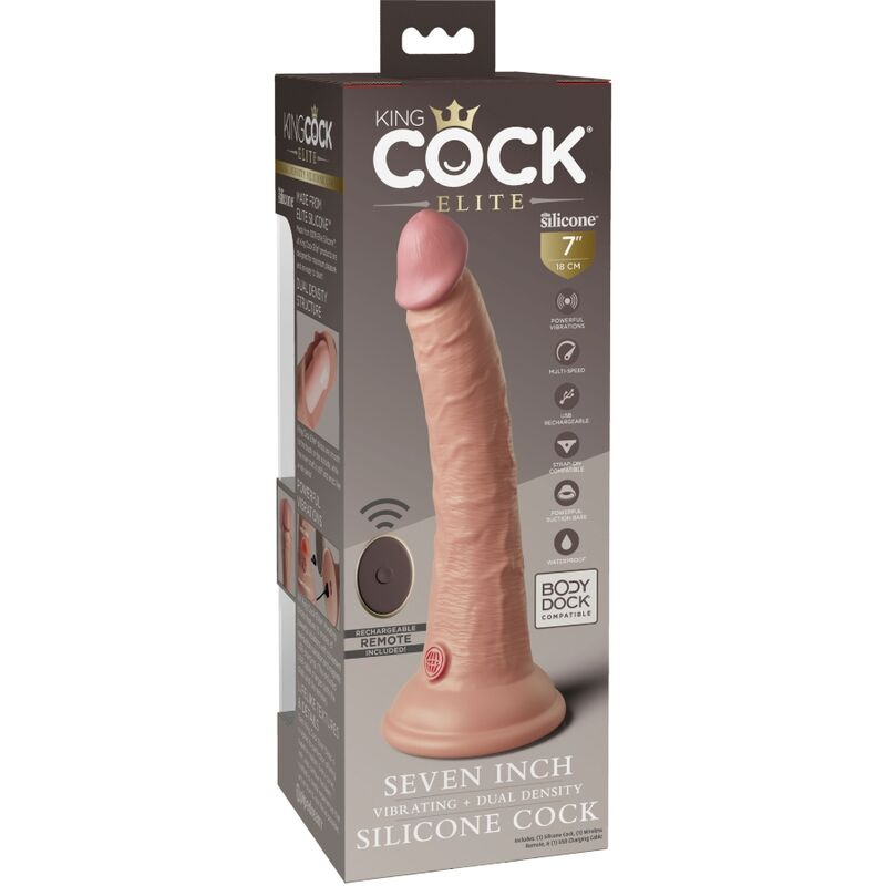 KING COCK - ELITE VIBRATORE DILDO REALISTICO E TELECOMANDO IN SILICONE 17.8 CM – Peni realistici – foto 5