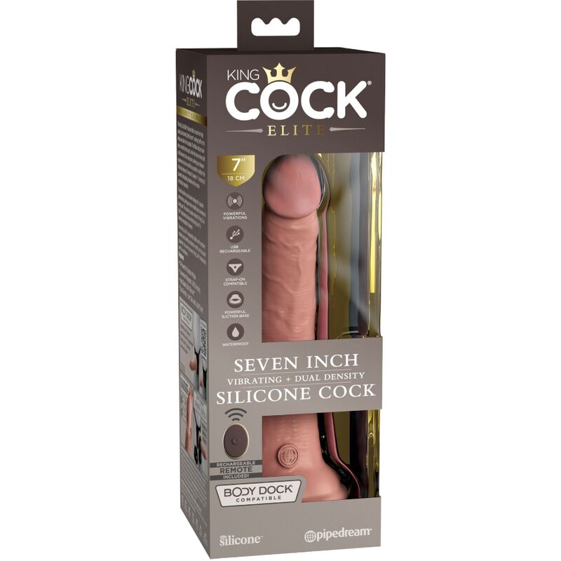 KING COCK - ELITE VIBRATORE DILDO REALISTICO E TELECOMANDO IN SILICONE 17.8 CM – Peni realistici – foto 6