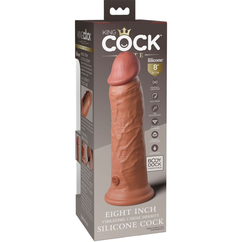 KING COCK - ELITE DILDO REALISTICO VIBRANTE E SILICONE 20.3 CM CARAMEL – Peni realistici – foto 6