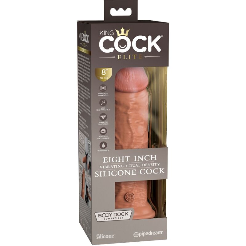 KING COCK - ELITE DILDO REALISTICO VIBRANTE E SILICONE 20.3 CM CARAMEL – Peni realistici – foto 7