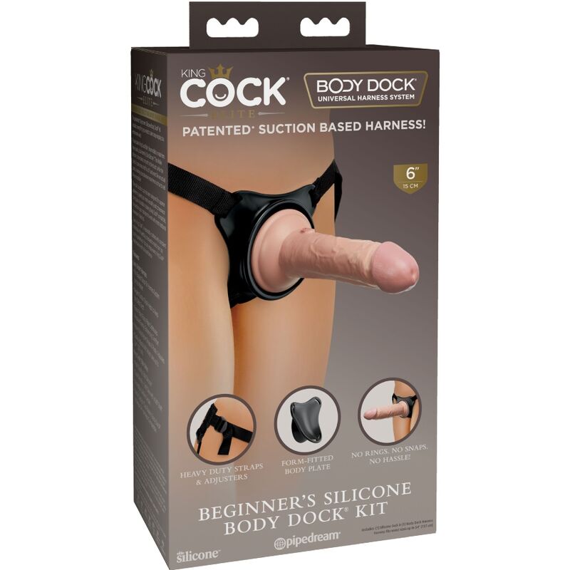 KING COCK - ELITE IMBRAGATURA REGOLABILE CON DILDO 15.2 CM PER PRINCIPIANTI – Imbracature senza vibrazioni
