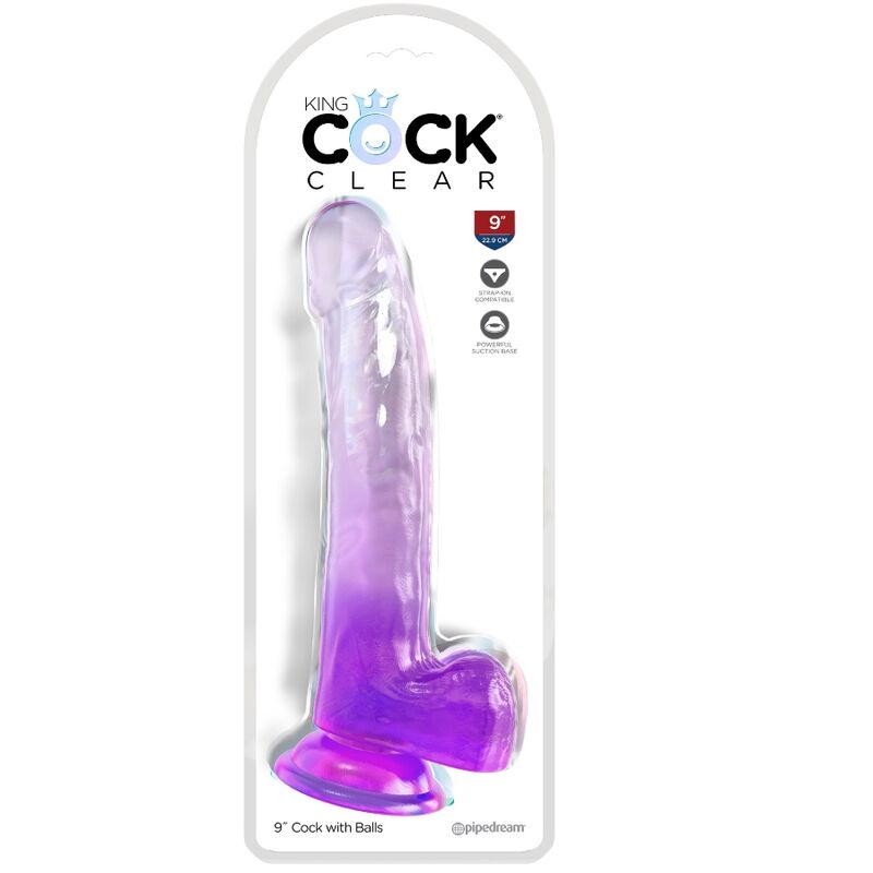 KING COCK - CLEAR DILDO CON TESTICOLI 20.3 CM VIOLA – Dildo strapon – foto 2