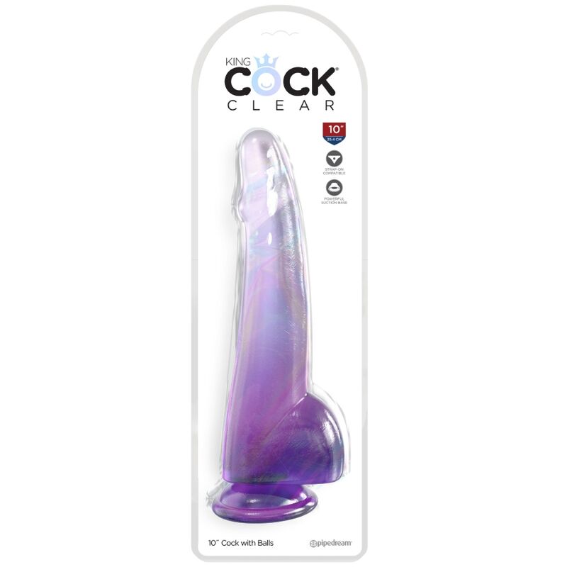 KING COCK - CLEAR DILDO CON TESTICOLI 19 CM VIOLA – Dildo strapon – foto 2