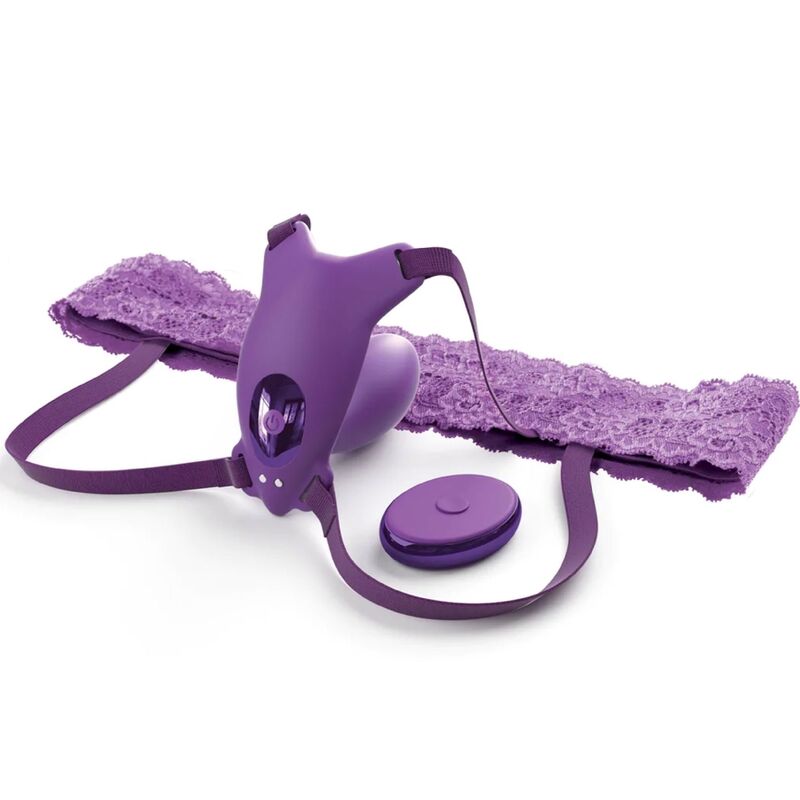 FANTASY FOR HER - PETTORINA G-SPOT BUTTERFLY CON VIBRATORE, RICARICABILE E TELECOMANDO VIOLA – Imbracature a vibrazione