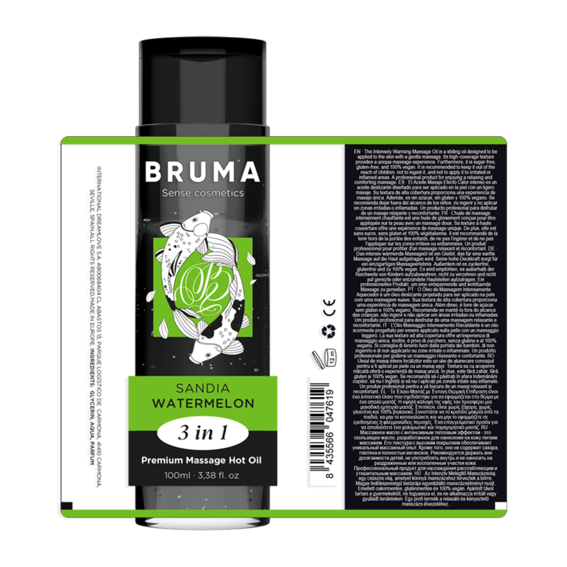 BRUMA - OLIO DA MASSAGGIO PREMIUM EFFETTO CALORE SAPORE ANGURIA 3 IN 1 - 100 ML – Con effetto termico – foto 6