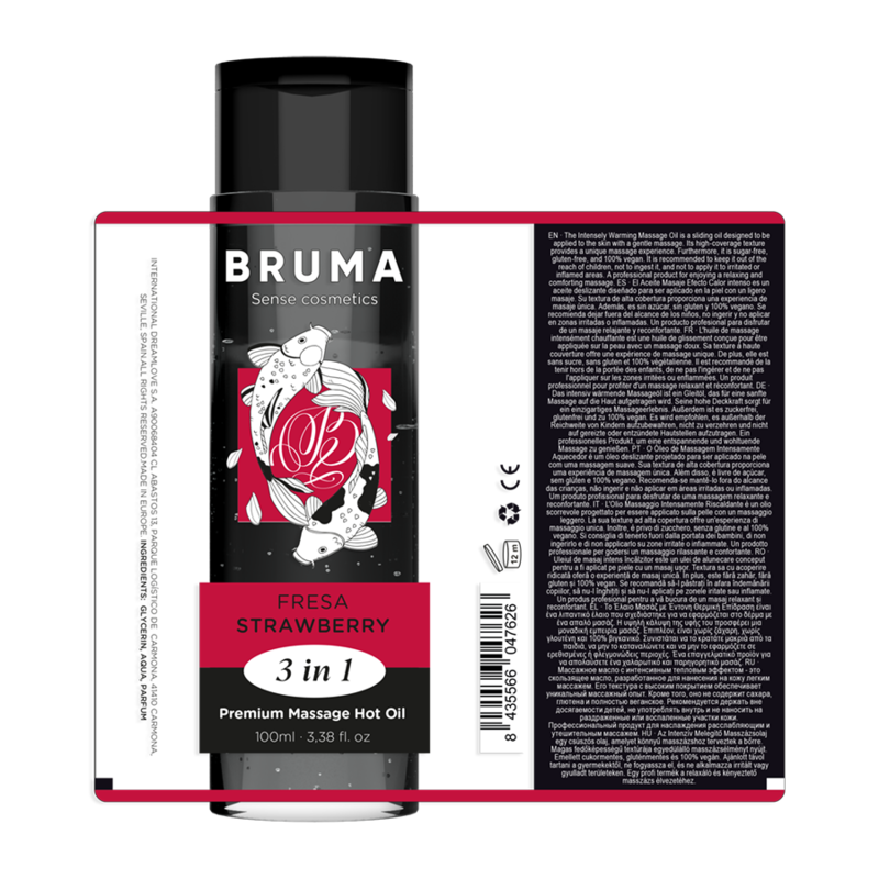 BRUMA - OLIO DA MASSAGGIO PREMIUM EFFETTO CALORE SAPORE FRAGOLA 3 IN 1 - 100 ML – Con effetto termico – foto 6