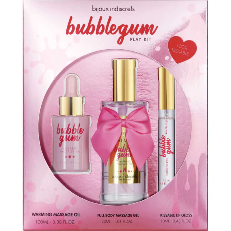 BIJOUX INDISCRETS - KIT BUBBLEGUM PLAY CON OLIO GEL E LUCIDA LABBRA – Kit per massaggi