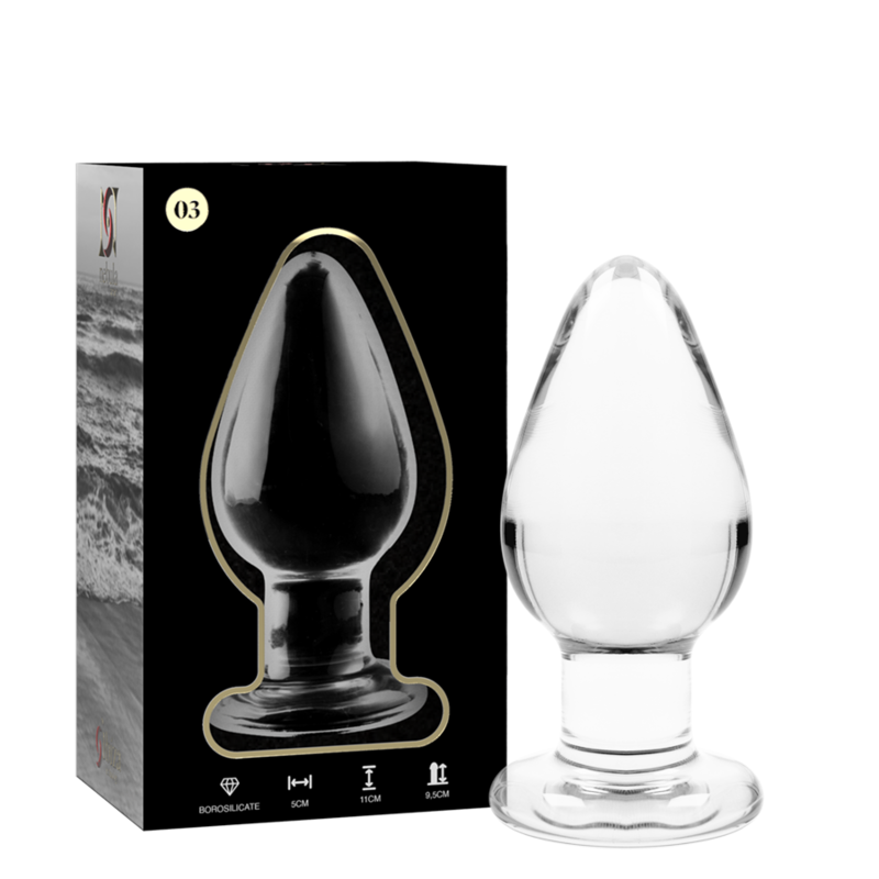 NEBULA SERIES BY IBIZA - MODELLO 3 PLUG ANALE VETRO BOROSILICATO TRASPARENTE 11 CM -O- 5 CM – Tappi anali – foto 2