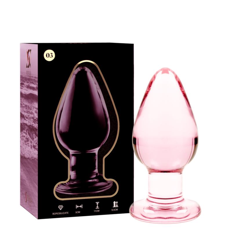 NEBULA SERIES BY IBIZA - MODELLO 3 PLUG ANALE VETRO BOROSILICATO ROSA 11 CM -O- 5 CM – Tappi anali – foto 2