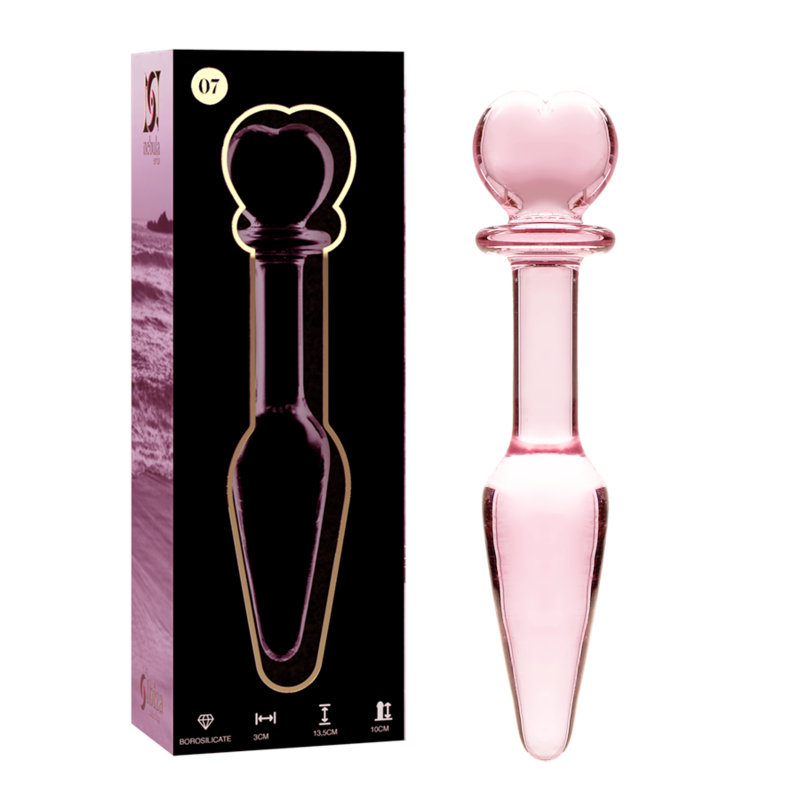 NEBULA SERIES BY IBIZA - MODELLO 7 PLUG ANALE VETRO BOROSILICATO ROSA 13.5 CM -O- 3 CM – Tappi anali – foto 2