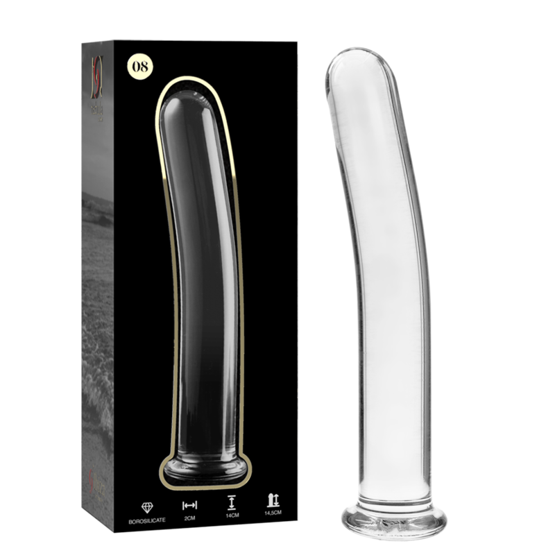 NEBULA SERIES BY IBIZA - MODELLO 8 DILDO IN VETRO BOROSILICATO TRASPARENTE 14.5 CM -O- 2 CM – Falli senza vibrazioni – foto 2