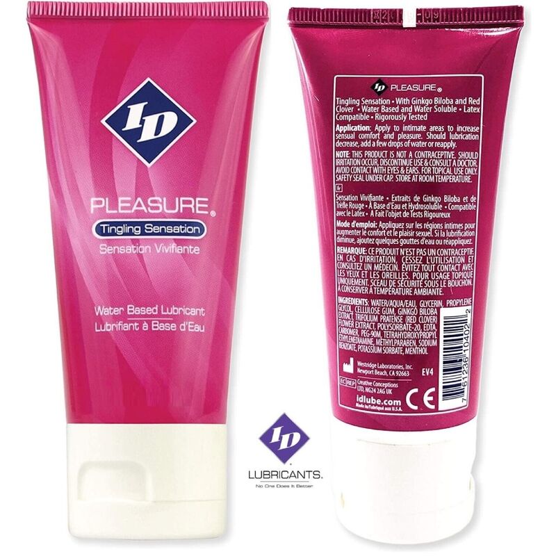 ID PLEASURE - LUBRIFICANTE A BASE ACQUA SENSAZIONE TINGENTE TUBO DA VIAGGIO 60 ML – A base d'acqua