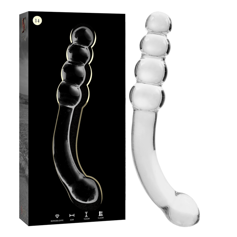 NEBULA SERIES BY IBIZA - MODELLO 14 DILDO IN VETRO BOROSILICATO TRASPARENTE 18.5 CM -O- 3 CM – Falli senza vibrazioni – foto 2